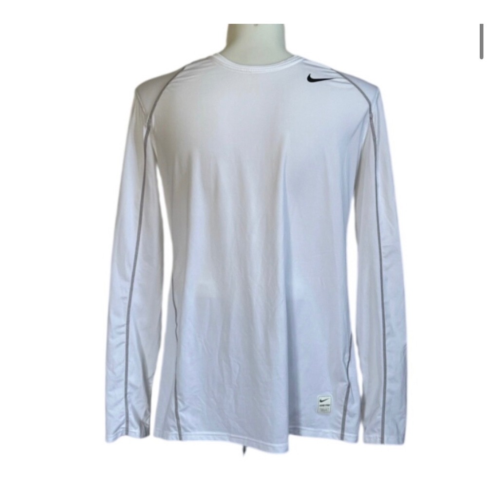 Nike Pro Dri-FIT Mens White Long Sleeve‎ Fitted Compression Shirt Training Large